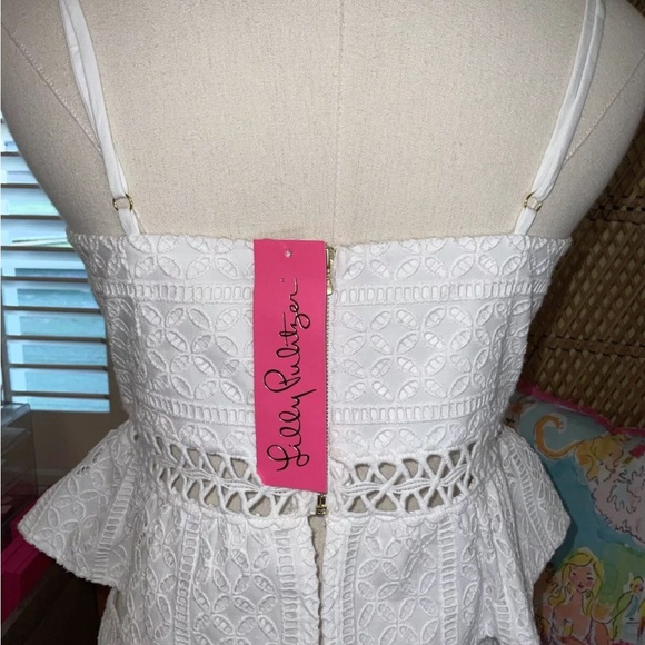 Lilly Pulitzer NWT Jan Peplum Crop Top & Skirt Set White Eyelet $228 Size 6 - Picture 12 of 15